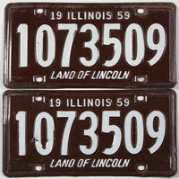 antique pair 1959 Illinois car license plates grading very good minus
