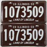 antique pair 1959 Illinois car license plates grading very good minus

