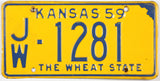 A 1959 Kansas car license plate grading very good plus