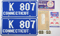 classic pair 1959 Connecticut car license plates with matching idento tags from the DAV