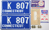 classic pair 1959 Connecticut car license plates with matching idento tags from the DAV