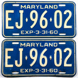 A pair of classic 1960 Maryland car License Plates for sale by Brandywine General Store in very good condition