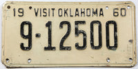 A classic 1960 Oklahoma car license plate in very good minus condition