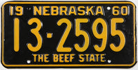 Classic 1960 Nebraska car license plate grading very good plus