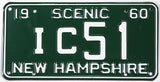 classic 1960 New Hampshire car license plate grading excellent