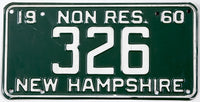 scarce 1960 New Hampshire non resident license plate grading excellent minus