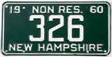 scarce 1960 New Hampshire non resident license plate grading excellent minus