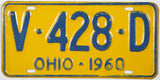 Classic 1960 Ohio single car license plate grading very good plus