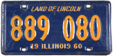 1960 Illinois Single License Plate grading very good
