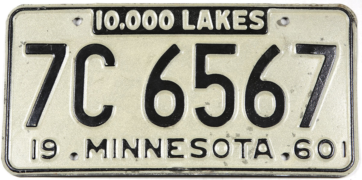Classic 1960 Minnesota car license plate grading very good