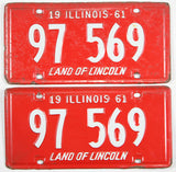 A classic pair of 1961 Illinois Passenger Automobile License Plates for sale by Brandywine General Store in very good condition