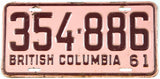 Classic 1961 British Columbia car license plate grading very good plus