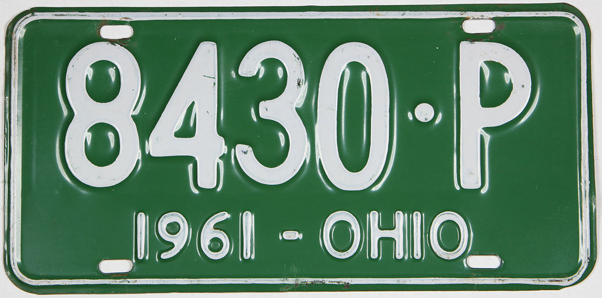 1961 Ohio single car License Plate grading excellent minus