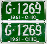 1961 Ohio car license plates grading very good