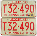 Classic pair 1961 Minnesota farm truck license plates grading very good
