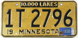 Classic 1961 Minnesota car license plate in good plus condition