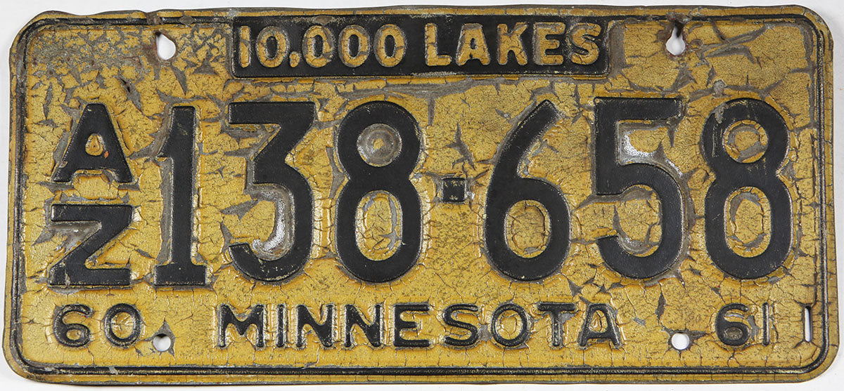 Classic 1961 Minnesota private trailer license plate grading good