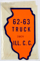 antique 1962 - 63 Illinois truck decal with original cellophane envelope