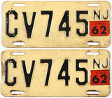 Classic pair 1962 New Jersey motorcycle license plates grading very good minus