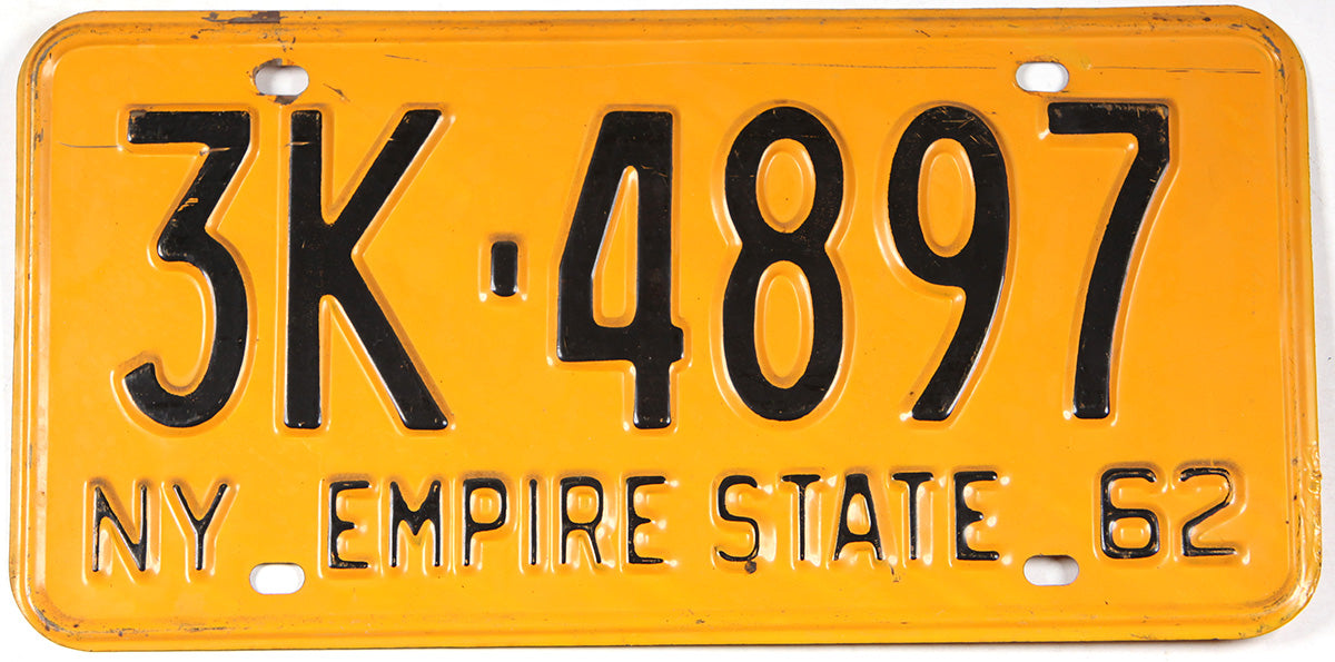 antique 1962 New York car license plate grading very good plus