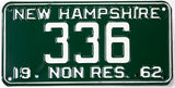 scarce 1962 New Hampshire non resident license plate grading excellent minus