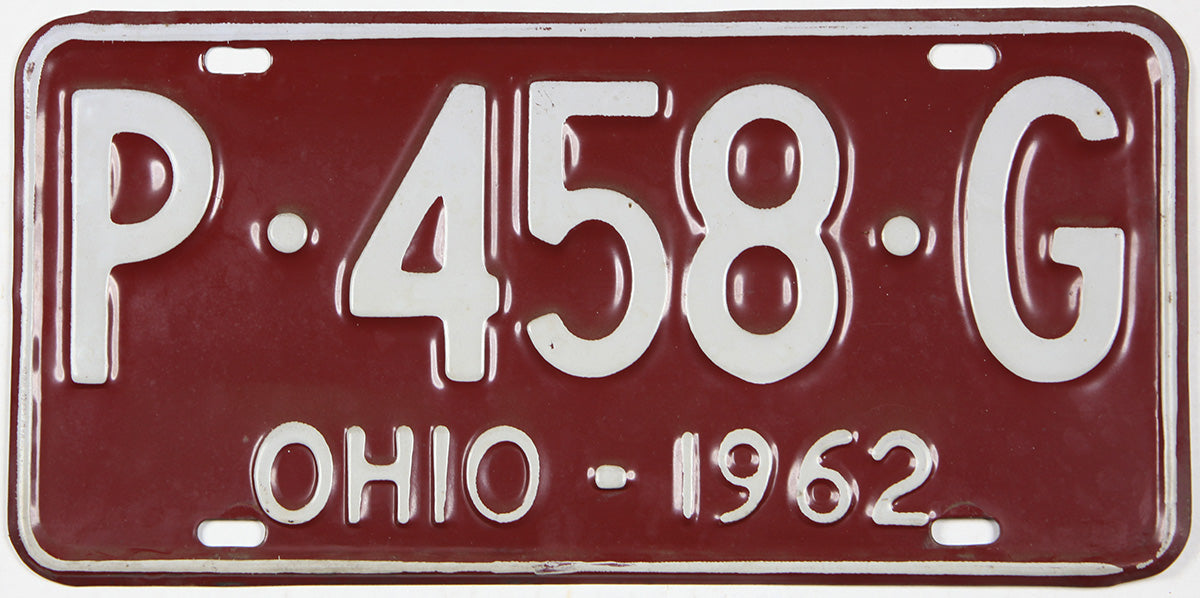 classic 1962 Ohio car license plate grading very good plus