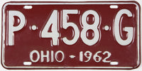 classic 1962 Ohio car license plate grading very good plus