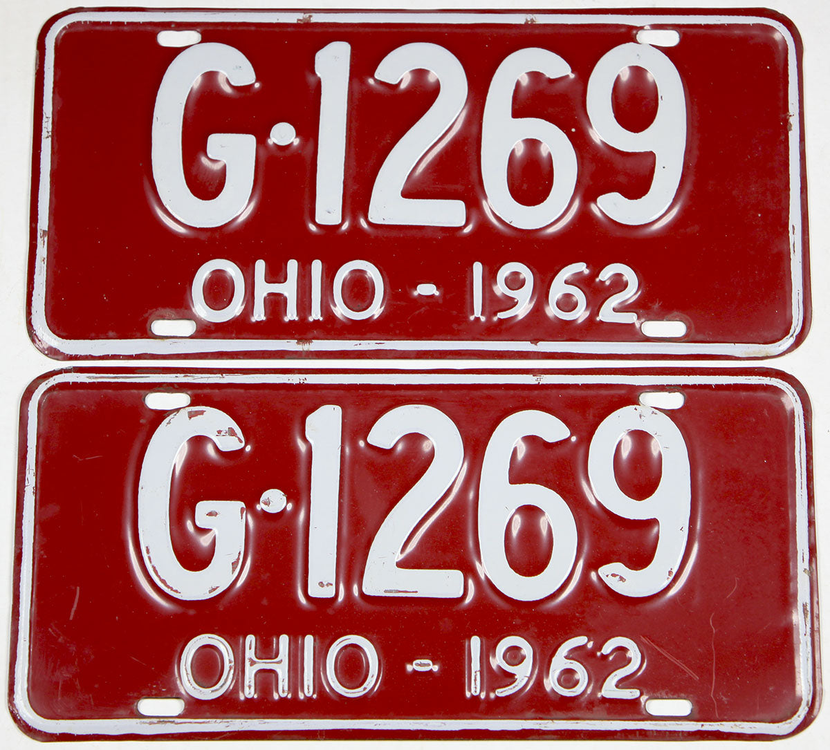 classic pair of 1962 Ohio car license plates grading very good plus
