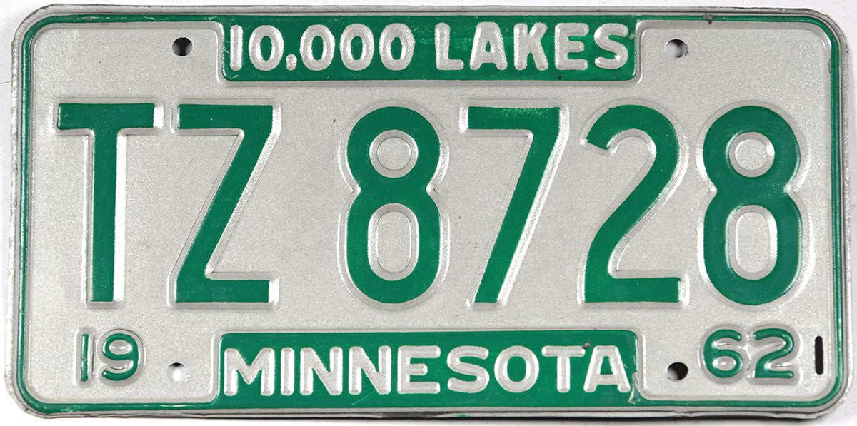 Classic 1962 Minnesota farm trailer license plate grading excellent minus