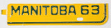 1963 Manitoba metal tab license plate used to update 1958 base plates