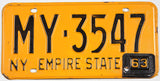 Classic 1963 New York car license plate grading very good plus