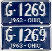 classic pair 1963 Ohio car license plates grading very good plus