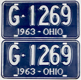 classic pair 1963 Ohio car license plates grading very good plus
