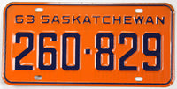 classic 1963 Saskatchewan car license plate grading excellent with original wrapper