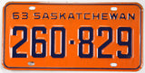 classic 1963 Saskatchewan car license plate grading excellent with original wrapper