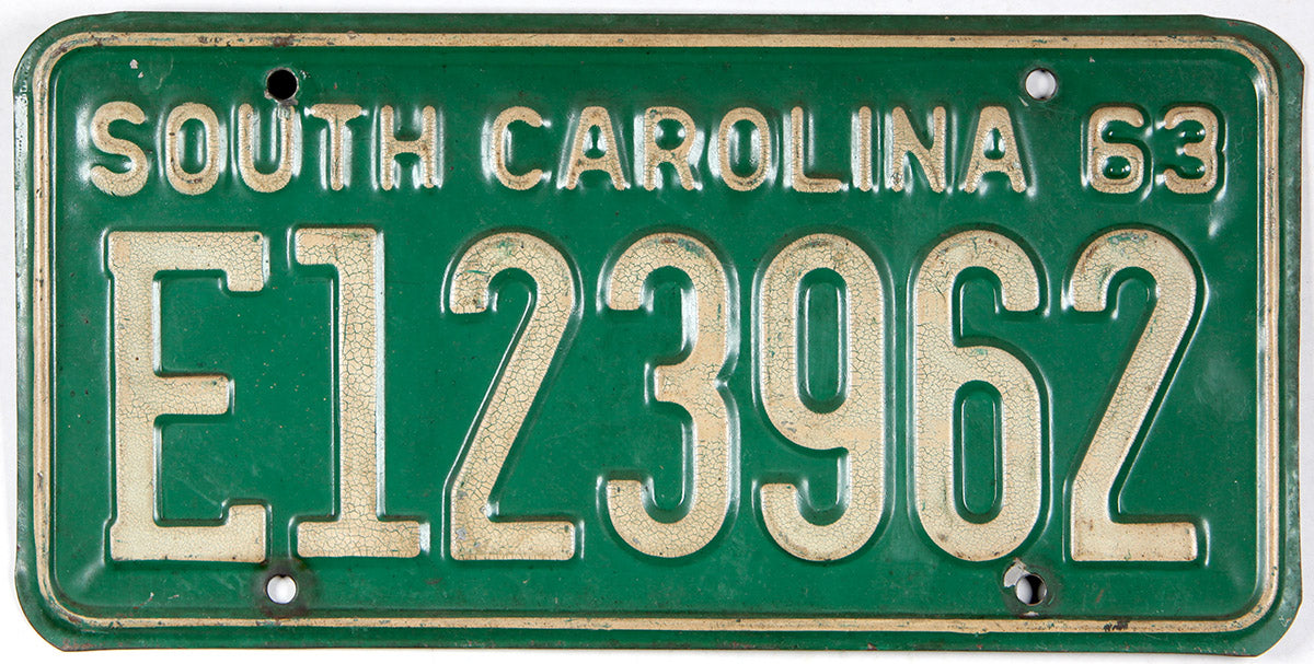 Antique 1963 South Carolina car license plate grading very good