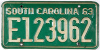Antique 1963 South Carolina car license plate grading very good