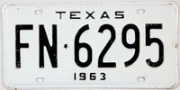 Classic 1963 Texas car license plate grading very good plus