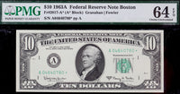 A FR #2017-A* FRN ten dollar star note from the Federal Reserve Bank in Boston from the series of 1963A for sale by Brandywine General Store