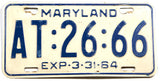 A single classic 1964 Maryland passenger car license plate for sale by Brandywine General Store in very good condition