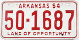 Classic 1964 Arkansas car license plate grading very good plus