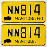 classic pair of 1964 Manitoba car license plates grading excellent minus