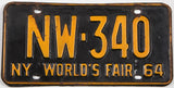 Classic 1964 New York car license plate grading very good