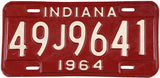 Classic 1964 Indiana car license plate grading very good plus