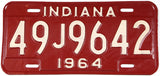 Classic 1964 Indiana car license plate grading very good plus