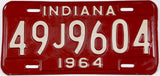 Classic 1964 Indiana car license plate grading very good plus