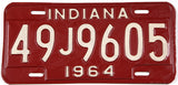 Classic 1964 Indiana car license plate in excellent minus condition