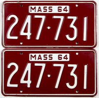1964 Massachusetts car license plates grading excellent minus