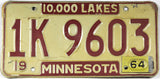 Classic 1964 Minnesota car license plate grading very good minus with bends