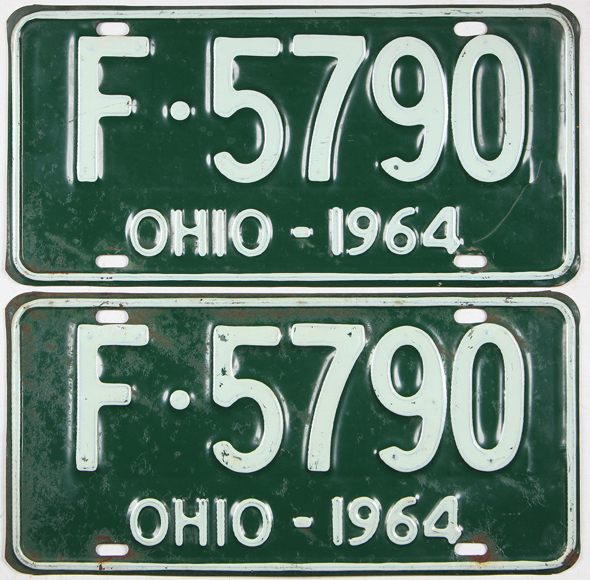 pair of classic 1964 Ohio car license plates grading very good minus